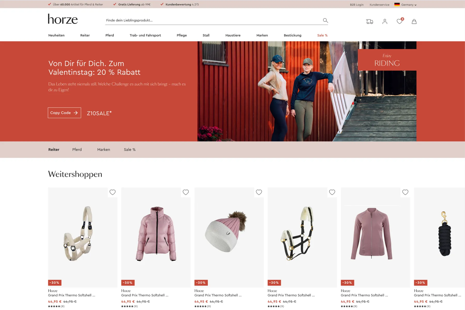 Horze.de — Salesforce Commerce Cloud Frontend
