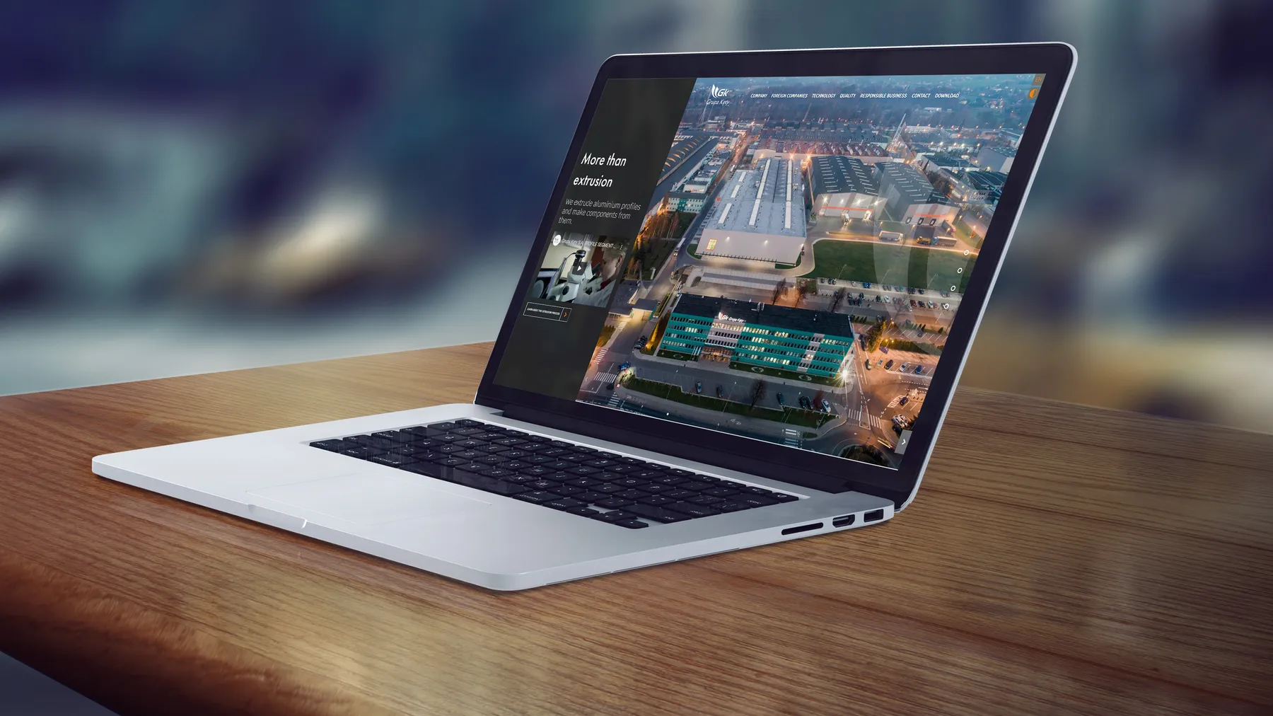 Multilingual corporate website showcasing Grupa Kęty's Extruded Products Segment — aluminum profiles, products and services.