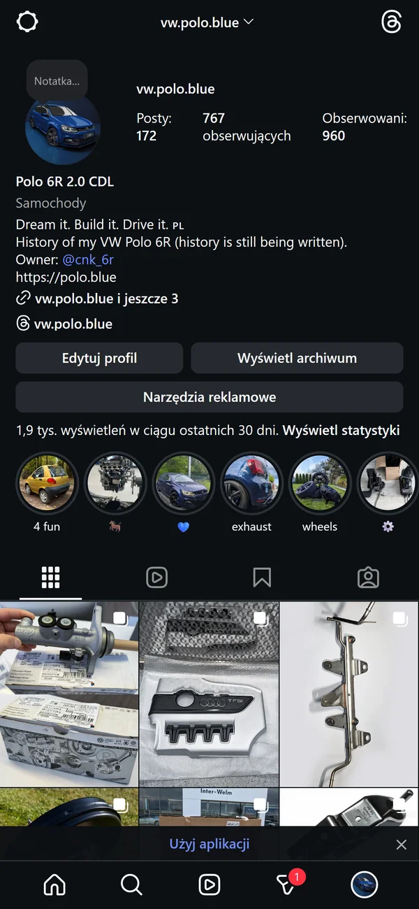 Instagram mobile — classic 5-icon bottom tab bar in thumb zone