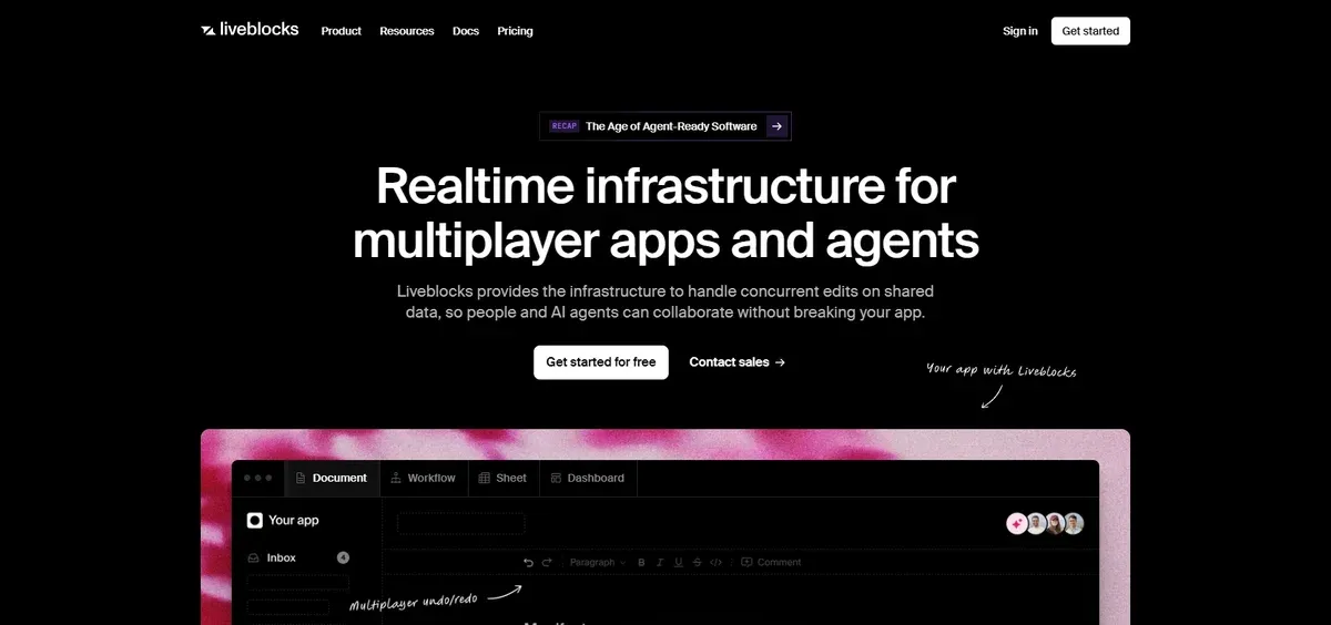 Liveblocks — pure black with neon accents as a full brand identity